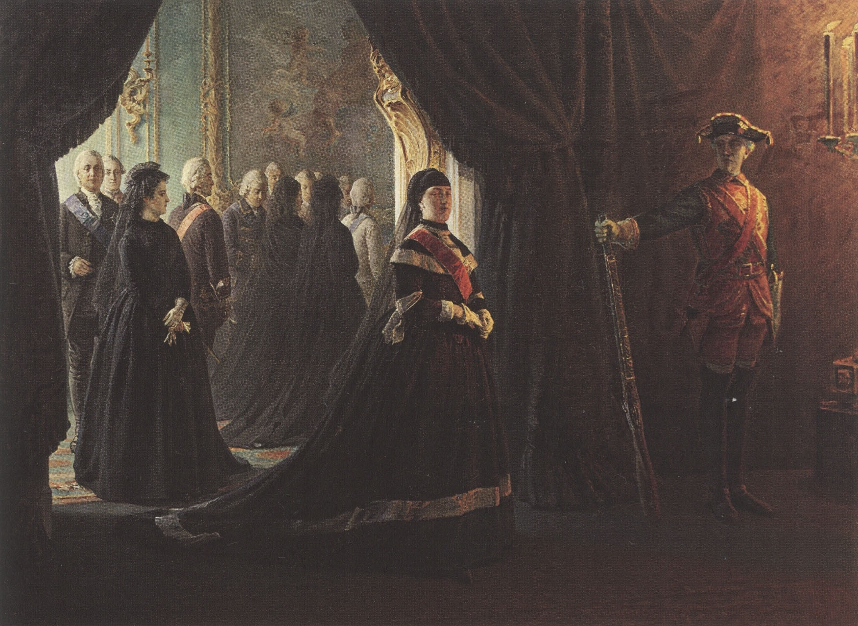 Николай Ге. "Екатерина II у гроба императрицы Елизаветы". 1874.